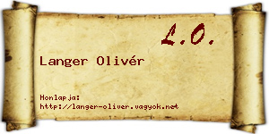 Langer Olivér névjegykártya